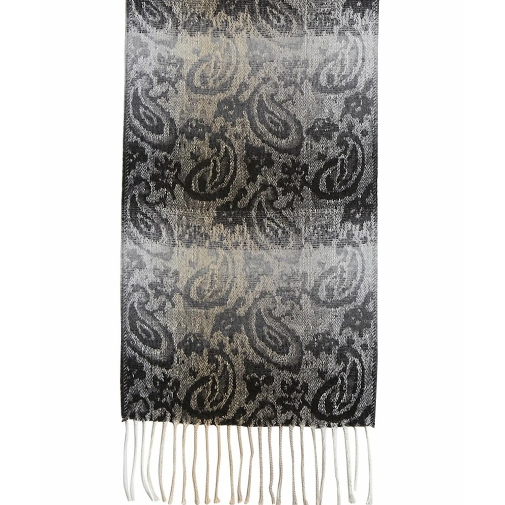 Steve Madden Mid Weight Ombré Paisley Muffler Scarf Color Black‎ Made in Italy